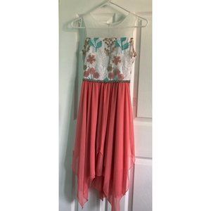 Pink Floral Girls Large Midi Dress